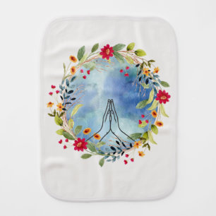 Praying hands watercolor baby burp cloth