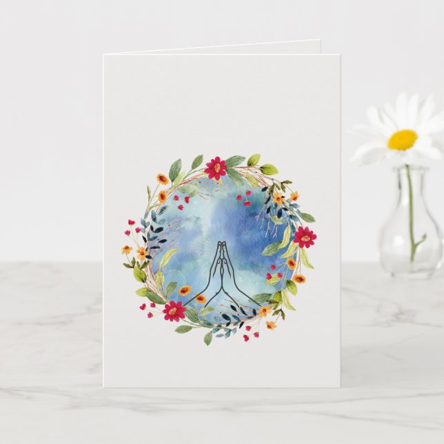 Praying hands watercolor  card (Small Plant)