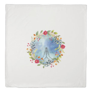 Praying hands watercolor  duvet cover
