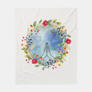 Praying hands watercolor fleece blanket