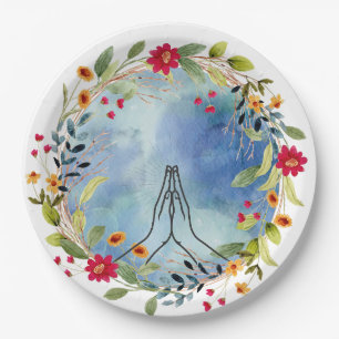 Praying hands watercolor  paper plates