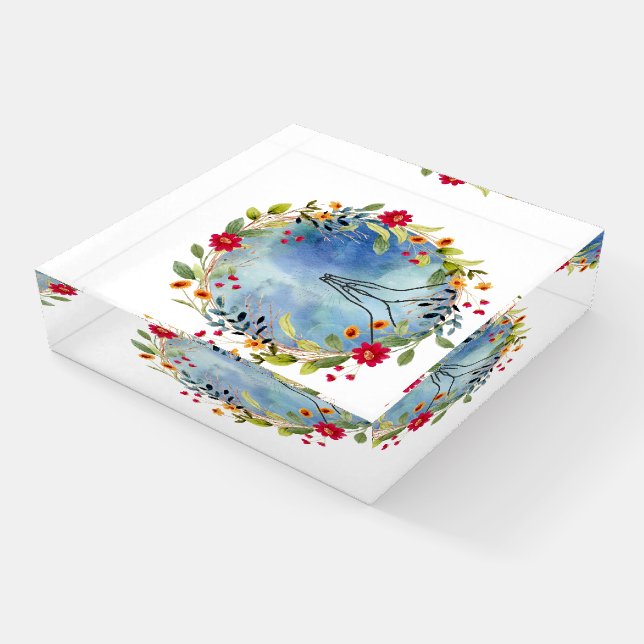 Praying hands watercolor  paperweight (Angled)