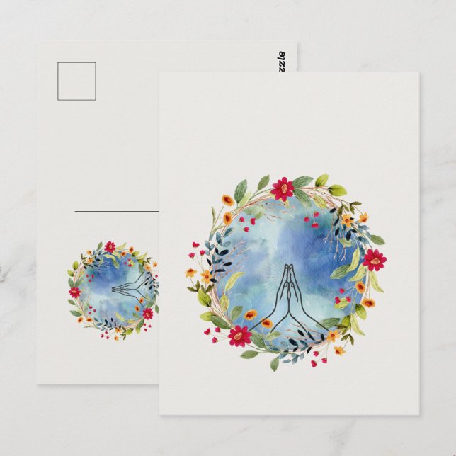 Praying hands watercolor  postcard (Front/Back)