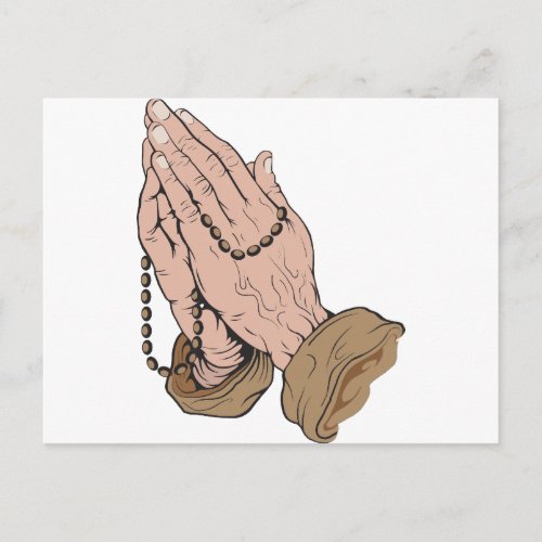 Praying Hands with Beads Postcard