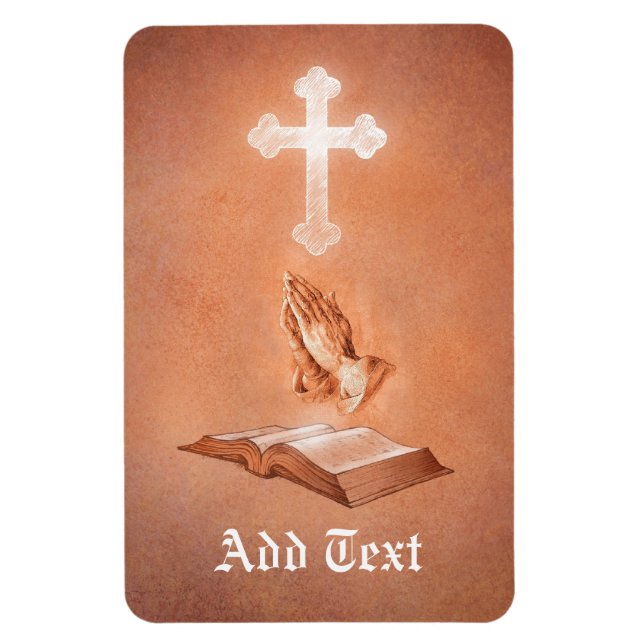 Praying Hands with Cross and Bible Magnet (Vertical)