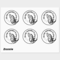 PRAYING HANDS CLASSIC ROUND STICKER, Zazzle