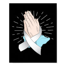 Praying Hands With Ribbon Lung Cancer Awareness Poster