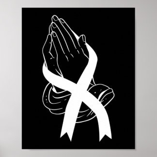 Praying Hands With Ribbon Lung Cancer Awareness Poster