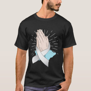 Praying Hands With Ribbon Lung Cancer Awareness T-Shirt