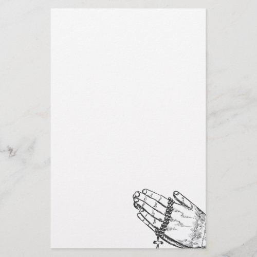 Praying Hands with Rosary Beads Stationery