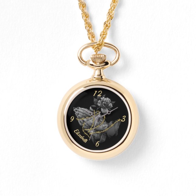 Praying Hands with Rose and Thorns Watch (Front)