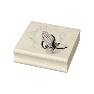 Praying Hands with Rosery Rubber Stamp