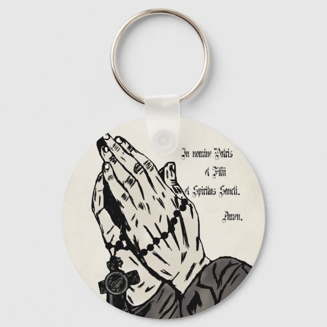 Praying Hands (With Sign of the Cross) Keychain (Front)