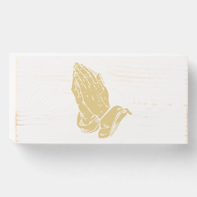 Praying hands wooden box sign (Front Horizontal)
