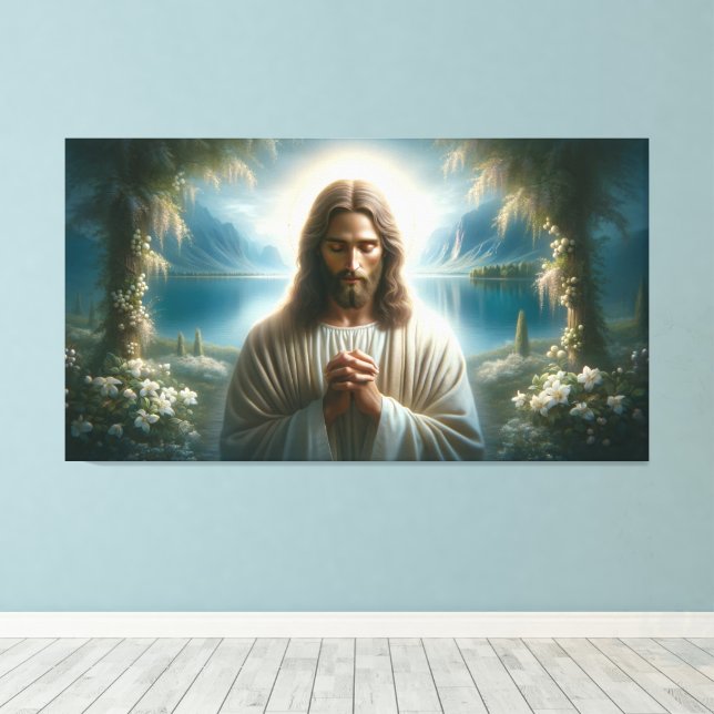 Praying Jesus Canvas Print (Insitu(Wood Floor))