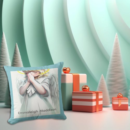 Praying Little Girl Angel Throw Pillow