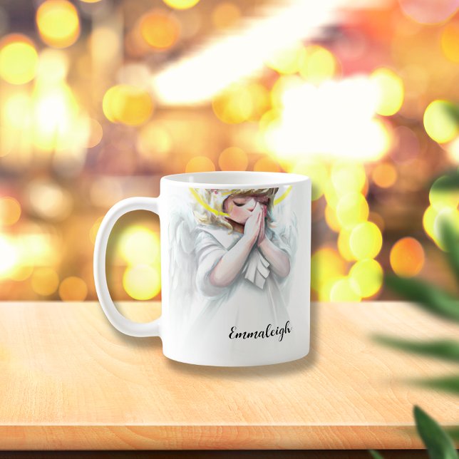 Praying Little Girl Angel with Wings Halo Coffee Mug (Creator Uploaded)