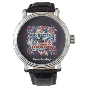 Praying Mama Patriotic Art Print  Red, White, Blue Watch