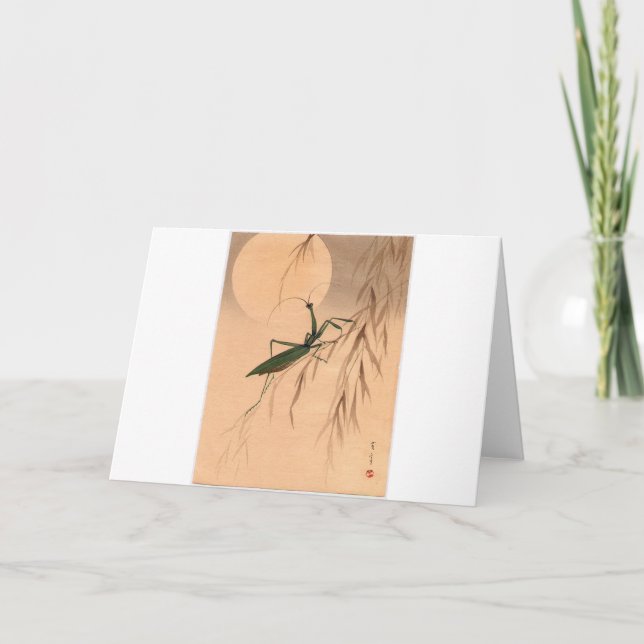 Praying Mantis and the Moon Japanese Art c. 1800s Card (Front)