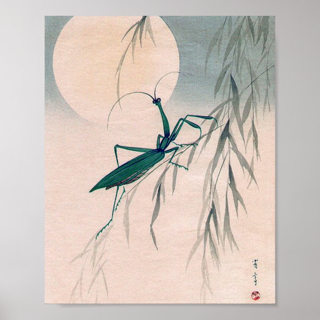 Praying Mantis and the Moon, Watanabe Seitei Poster (Front)