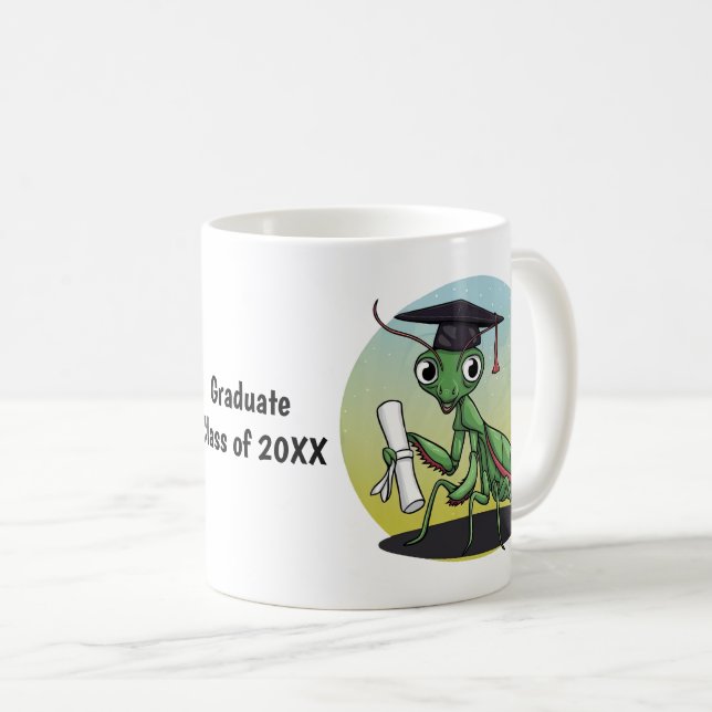 Praying Mantis Graduation Personalized Coffee Mug (Front Right)