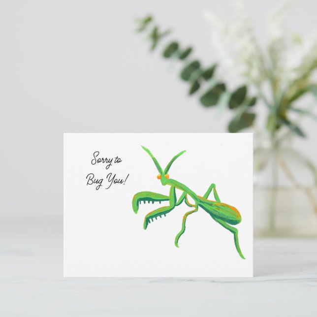 Praying Mantis in Bright Green Custom Postcard (Standing Front)