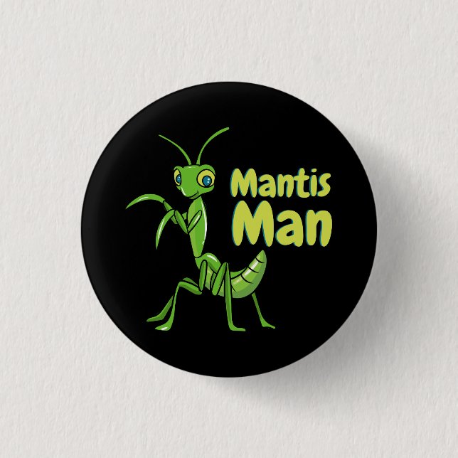 Praying Mantis Man Green Garden Insect Button (Front)