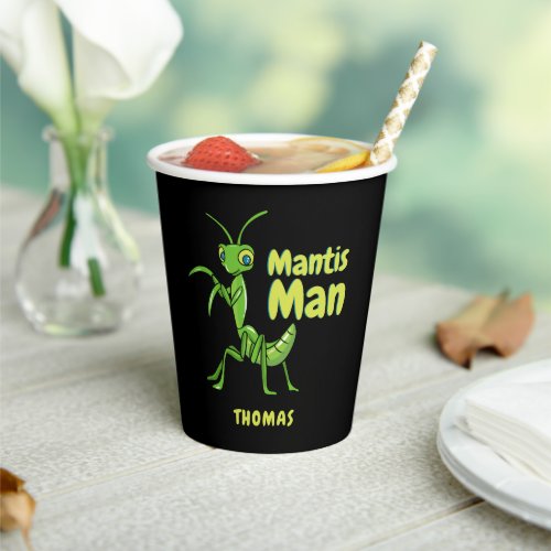 Praying Mantis Man Green Garden Insect Personalize Paper Cups