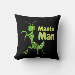 Praying Mantis Man Green Garden Insect Throw Pillow