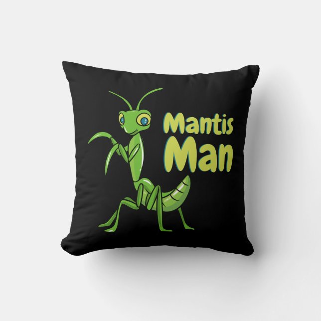 Praying Mantis Man Green Garden Insect Throw Pillow (Front)