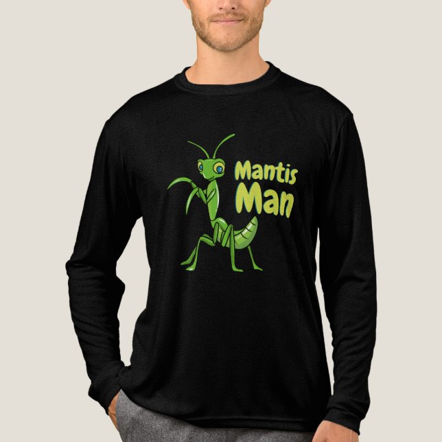 Praying Mantis Man Green Garden Insect Tri-Blend Shirt (Front)