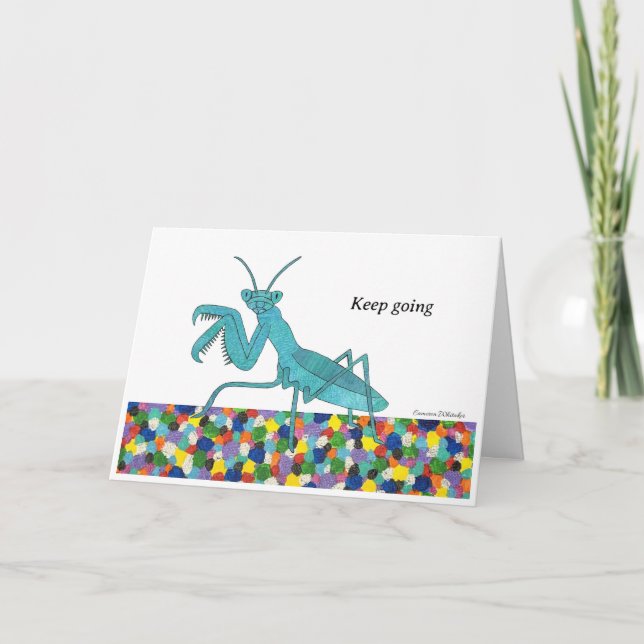 Praying Mantis On Dots Encouragment Card  (Front)