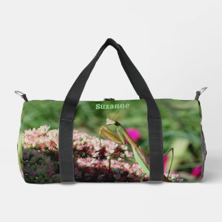 Praying Mantis On Sedum Flower Personalized Duffle Bag