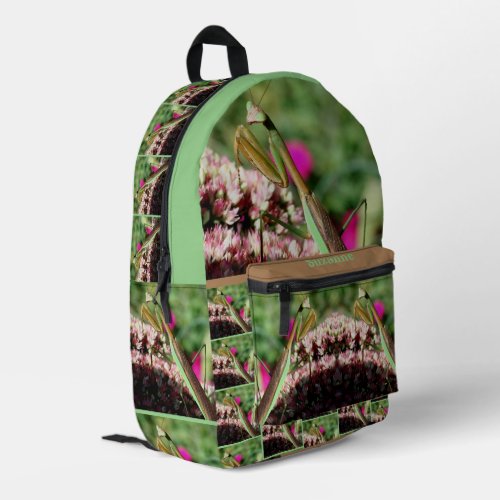 Praying Mantis On Sedum Flower Personalized Printed Backpack