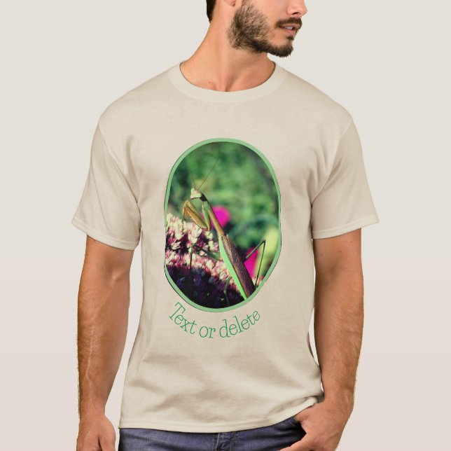 Praying Mantis On Sedum Flower Personalized T-Shirt (Front)