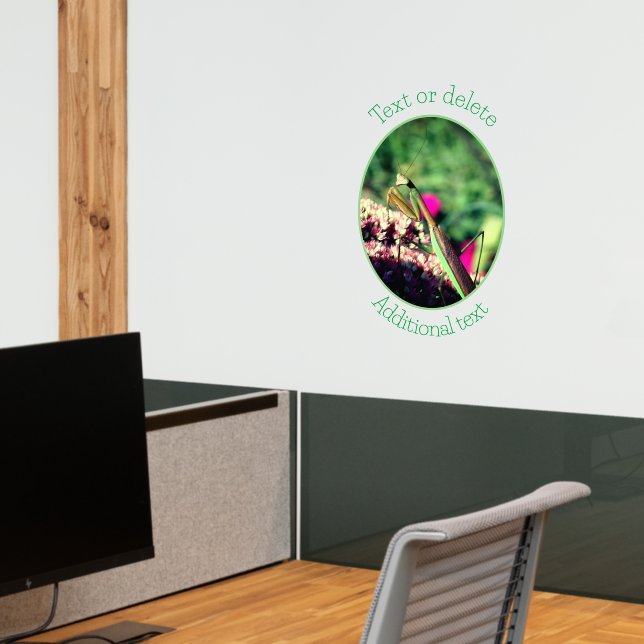 Praying Mantis On Sedum Flower Personalized  Wall Decal (Office 2)