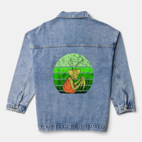 Praying Mantis Retro Vintage Green Insect  Denim Jacket