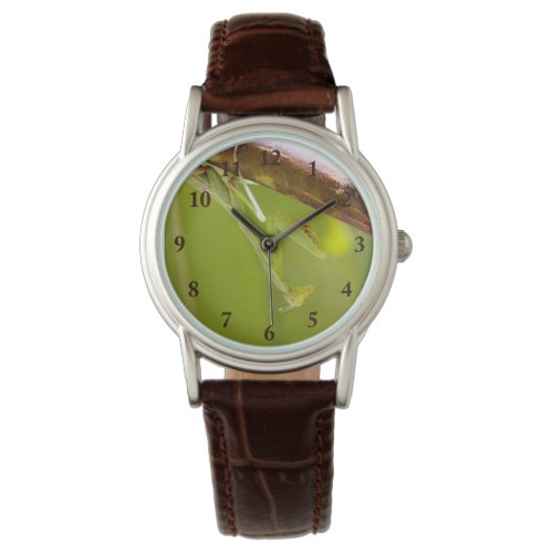 Praying Mantis Side View Leather Watch