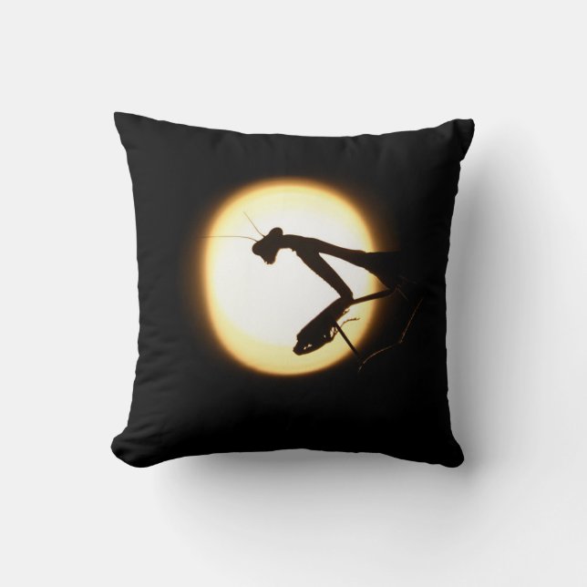 Praying Mantis Silhouette Throw Pillow (Front)