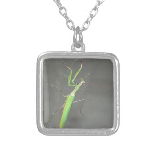 Praying Mantis Silver Plated Necklace