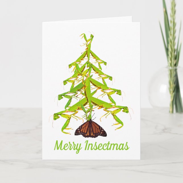 Praying Mantis Tree Custom Weird Christmas Card (Front)