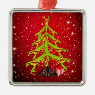 Praying Mantis Tree Weird Christmas Ornament Red