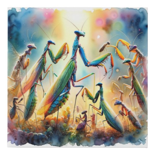Praying Mantises AREF2024 _ Watercolor Faux Canvas Print