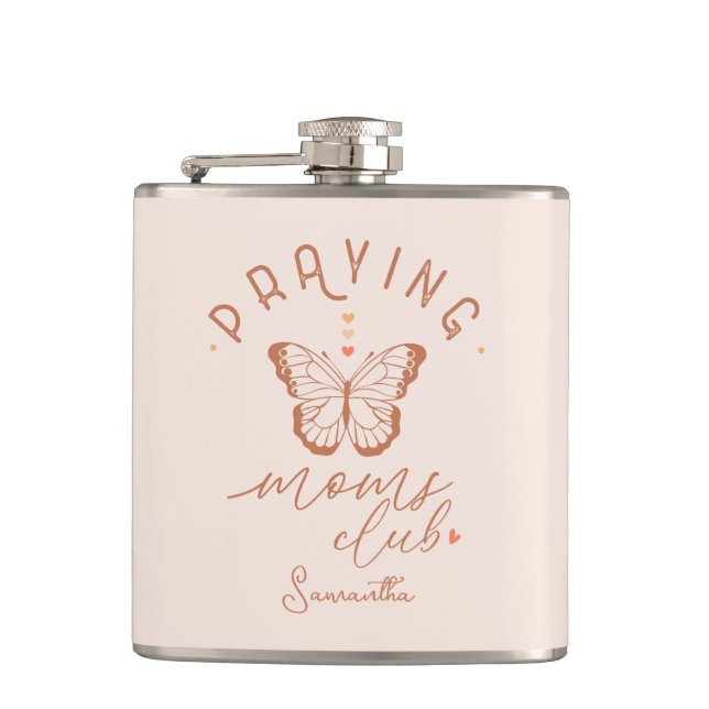 Praying Moms Club: Butterfly Boho Vintage Design Flask (Front)