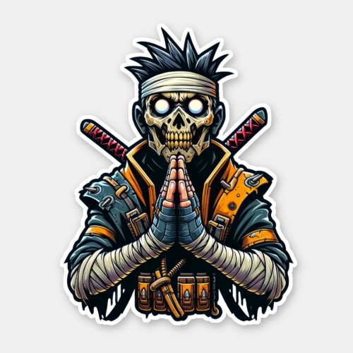 Praying Ninja Zombie Warrior Sticker