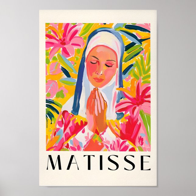 Praying Nun Wall Art, Christian Art Print, Henri M Poster (Front)