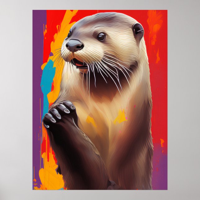 Praying Otter Art Poster - Customizable Print (Front)