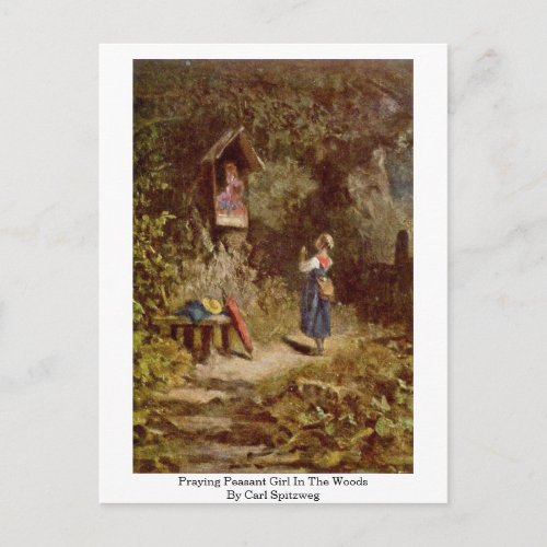 Praying Peasant Girl In The Woods By Carl Spitzweg Postcard