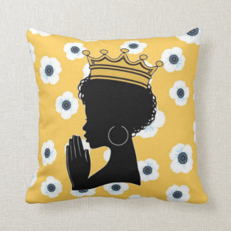 Praying Queen Square Throw Pillow