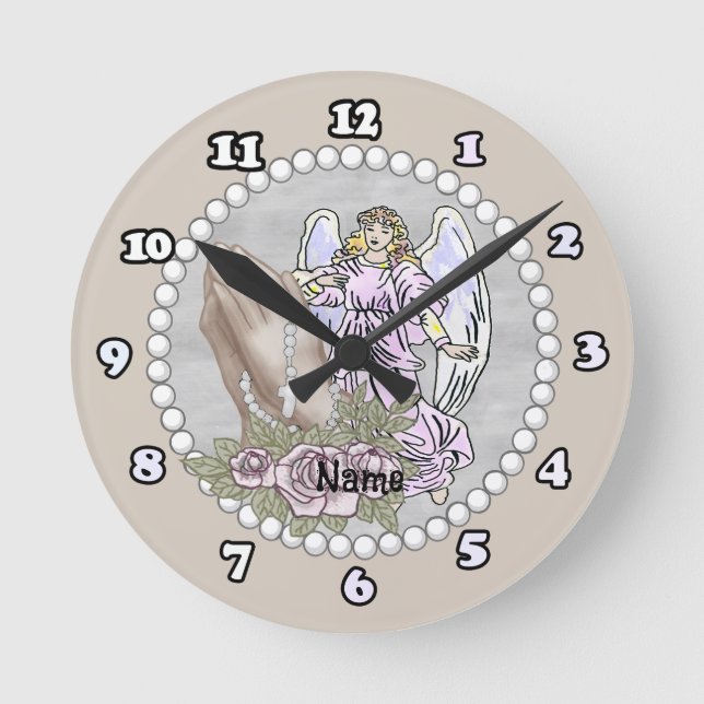 Praying Rosary Angel Clock (Front)